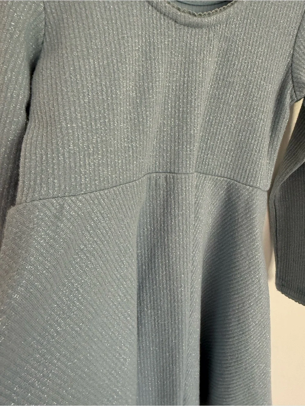 Hanna Andersson Light Blue Ribbed Sparkle Knit Top for Kids